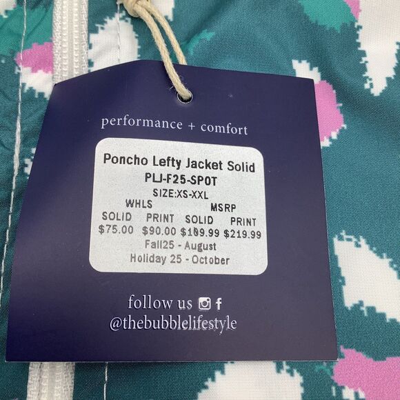 The Bubble Womens Poncho‎ Lefty Hooded Jacket Green Size Medium NWT - Picture 9 of 12